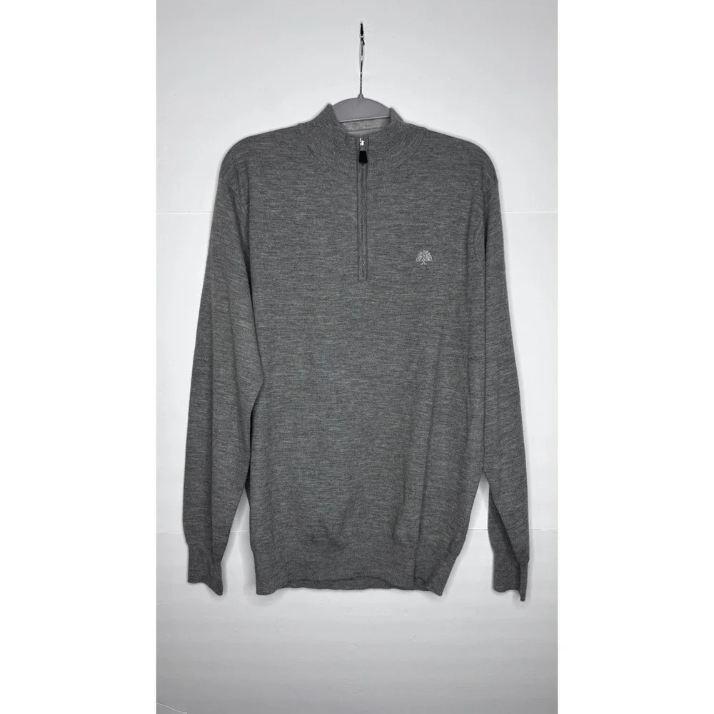 Peter Millar Crown Comfort Gray 70% Cashmere Blend Quarter Zip Sweater - Size M‎